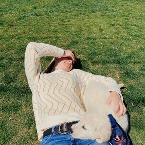 Frnch Nadeto Vertical Zig Zag Print Sweater S/M